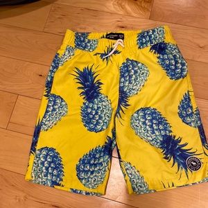 Abercrombie kids bathing suit. Sz 11/12. Yellow with green/blue pineapples.